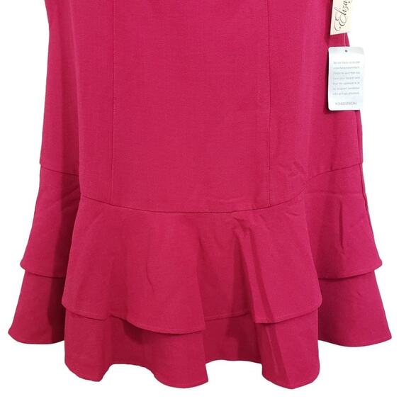 NWT Eliza J stretch ruffle crepe berry short sleeve mini dress woman's size 16 - Picture 9 of 11